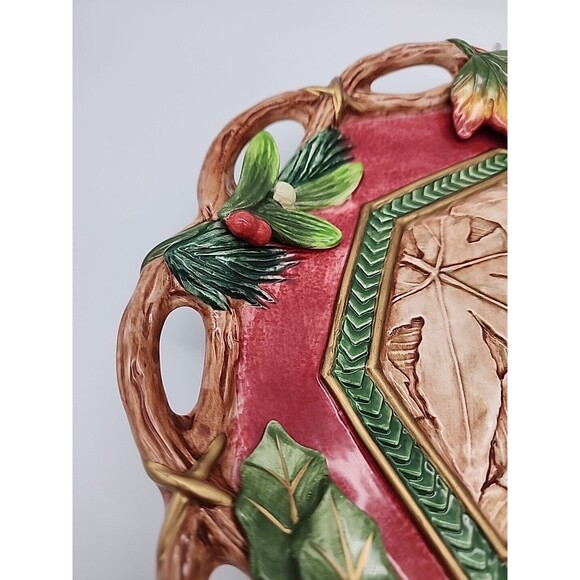 Fitz & Floyd Christmas Lodge Wall Plate Canape Plate 10 1/2" w Hanging Bracket - Picture 6 of 12
